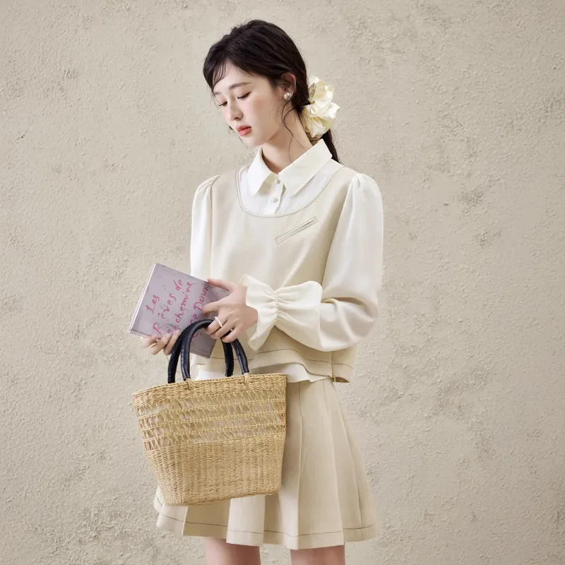 MISHOW Skirt Set Women's Cream Yellow-3