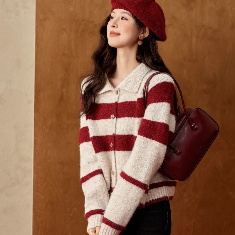 MISHOW Knitwear Women's Red Stripe-3