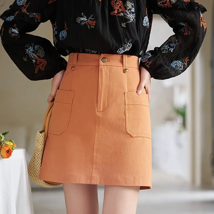 MISHOW Casual Short Skirts Women's Orange-5