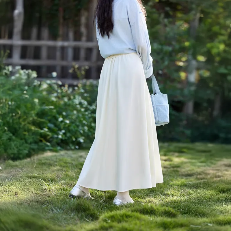 MISHOW Casual Long Skirts Women's Creamy Apricot-5