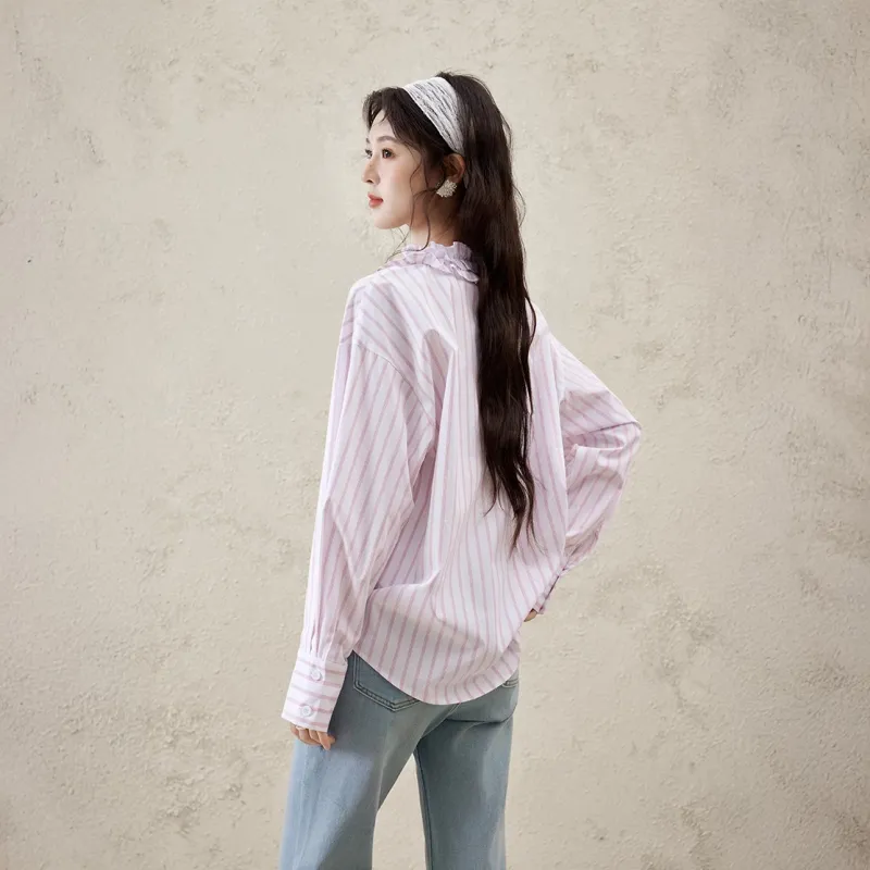 MISHOW Shirt Women's Pink Stripes-1