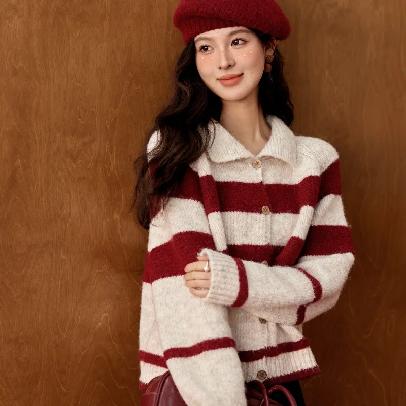 MISHOW Knitwear Women's Red Stripe-2