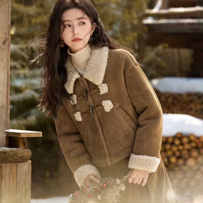 MISHOW Velvet-feel Coat Women's Tea Coffee Color-2