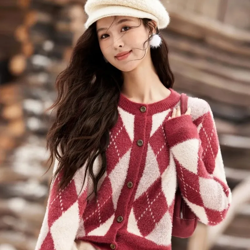 MISHOW Knitwear Women's Vintage Red Plaid-3