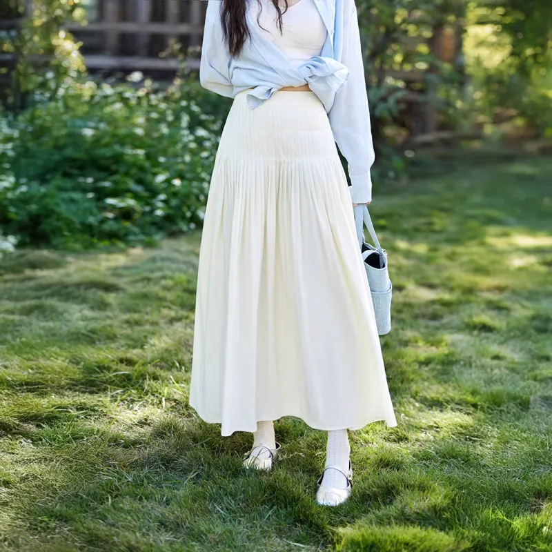 MISHOW Casual Long Skirts Women's Creamy Apricot-2
