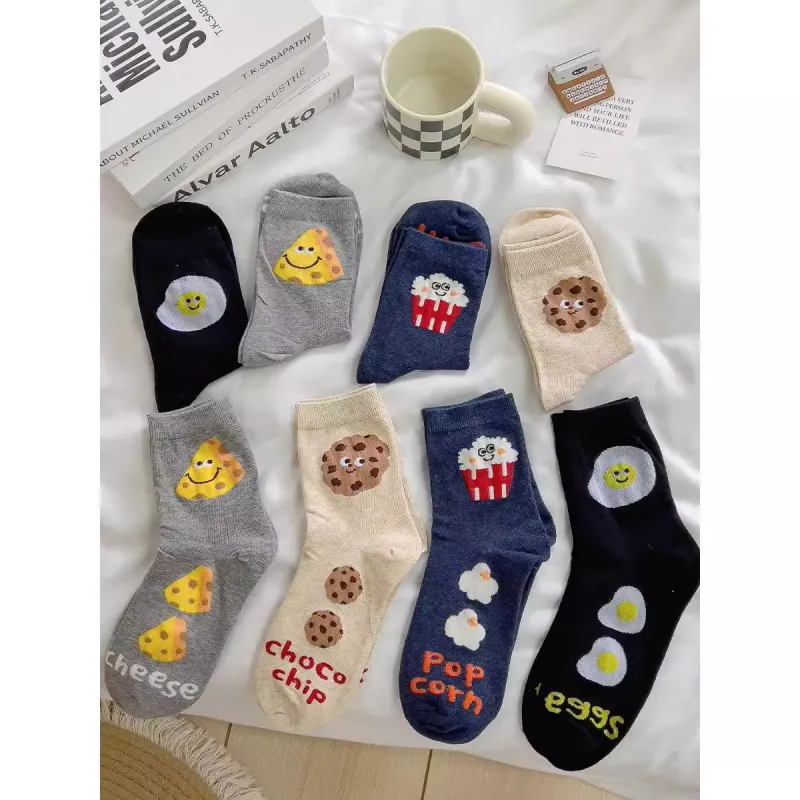 XIA.WA.ZHI.XIU Mid Calf Socks Women's Shopping Bag 8 Pack-3
