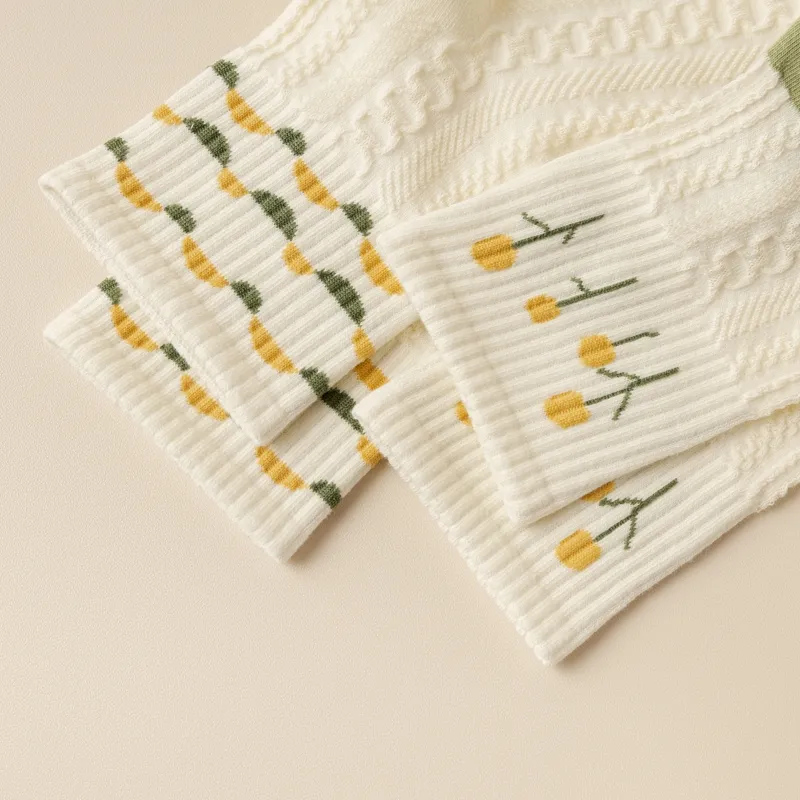 XIA.WA.ZHI.XIU Mid Calf Socks Women's-2