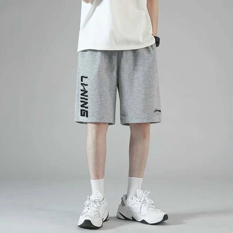 LiNing Table Tennis Series Casual Sportswear Men's White Short Sleeved Shirt+Gray Shorts-3