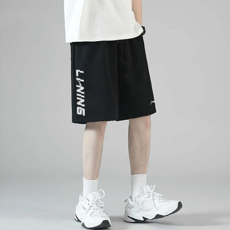 LiNing Table Tennis Series Casual Sportswear Men's Black Short Sleeved Shirt+Black Shorts-3