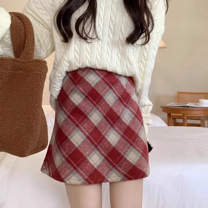 RIMUXINGHE Casual Short Skirts Women's Red-2