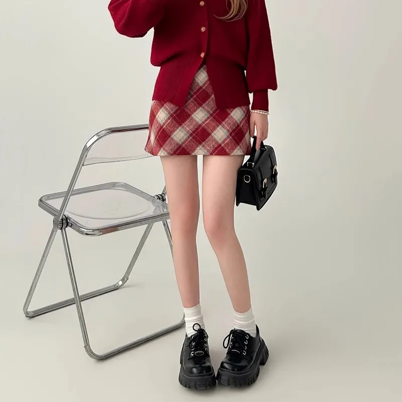 RIMUXINGHE Casual Short Skirts Women's Red-6
