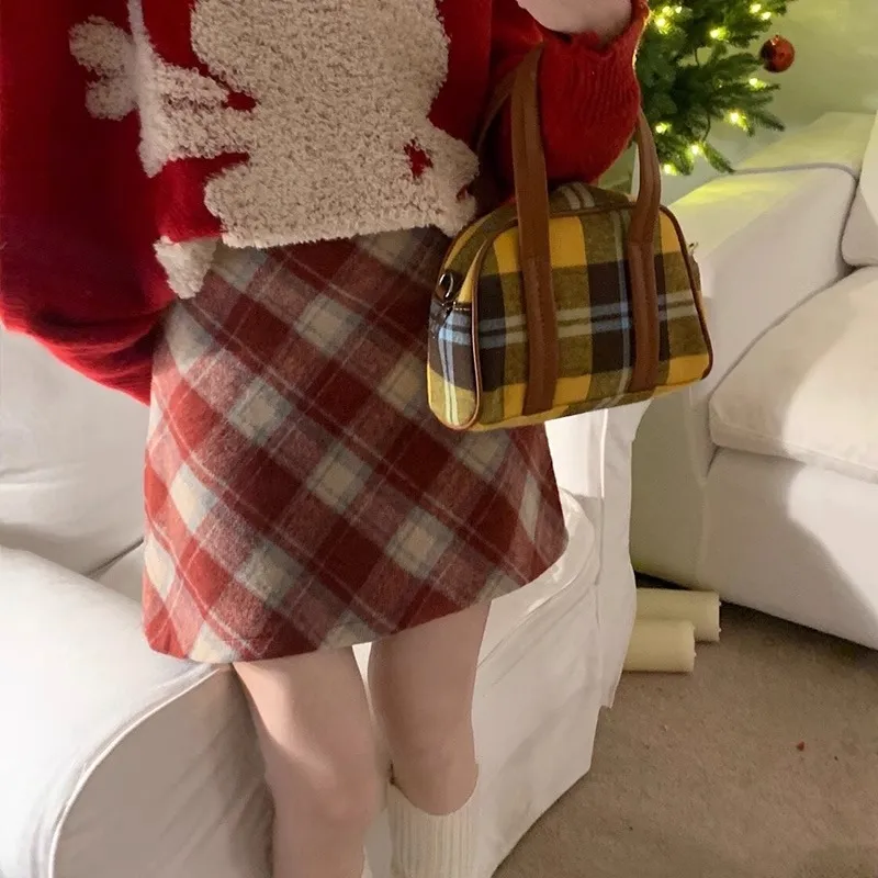 RIMUXINGHE Casual Short Skirts Women's Red-4