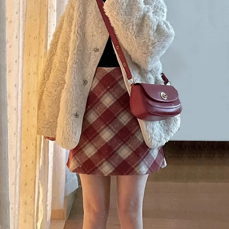 RIMUXINGHE Casual Short Skirts Women's Red-3