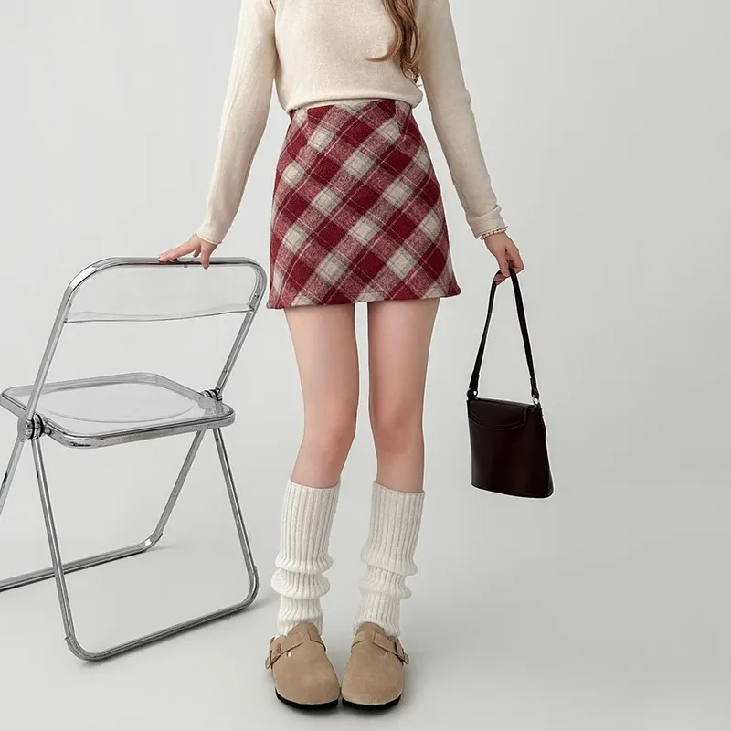 RIMUXINGHE Casual Short Skirts Women's Red-5
