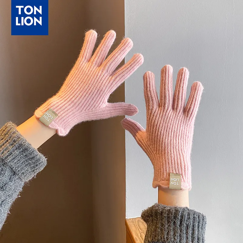Tonlion Acrylic Knit Gloves Women's-13