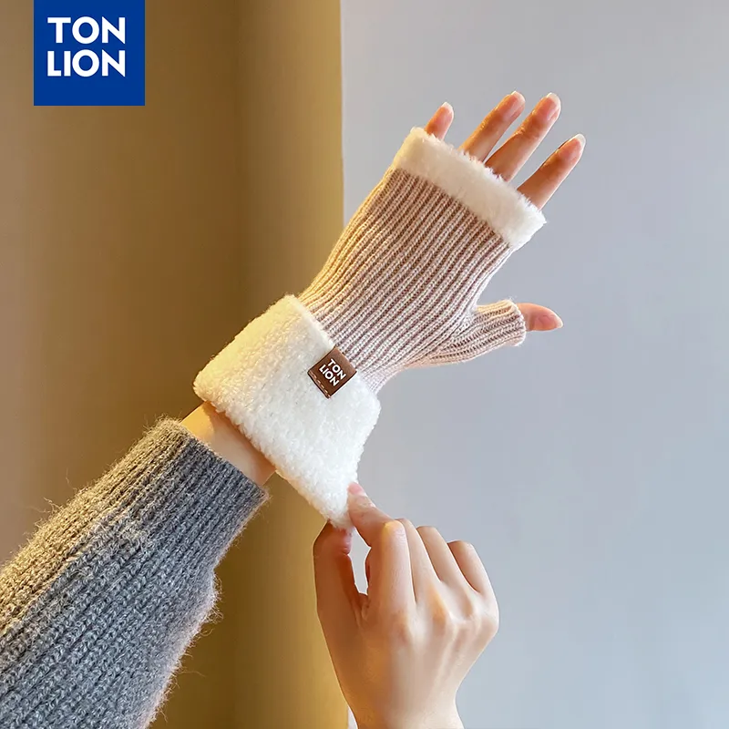 Tonlion Sheep Wool Knit Gloves Women's-10