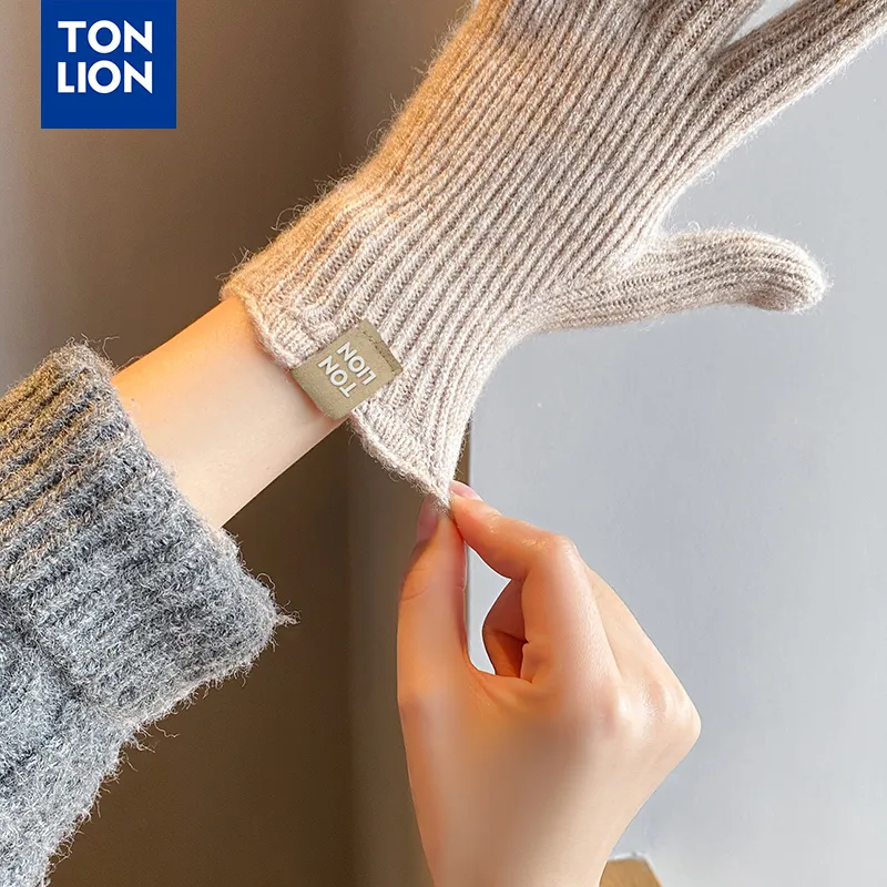 Tonlion Acrylic Knit Gloves Women's-10