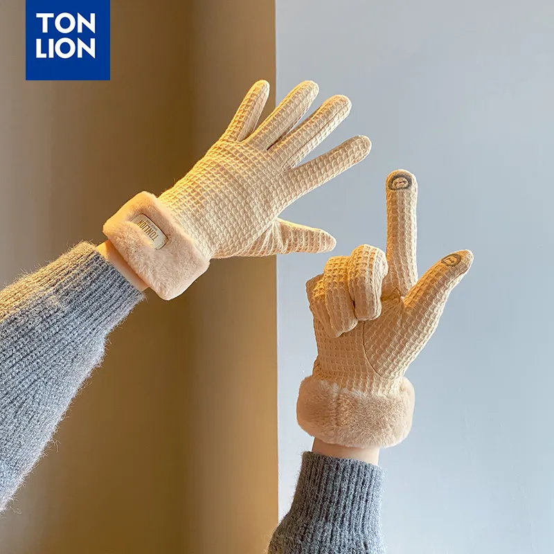 Tonlion Polyester Knit Gloves Women's-3