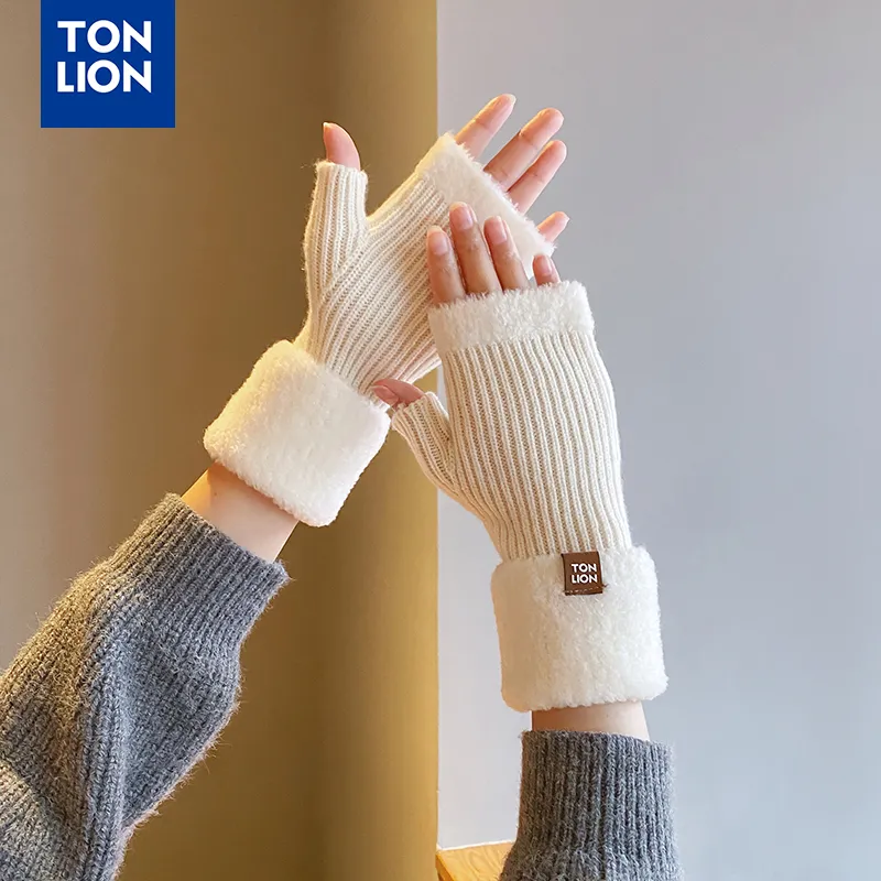 Tonlion Sheep Wool Knit Gloves Women's-4