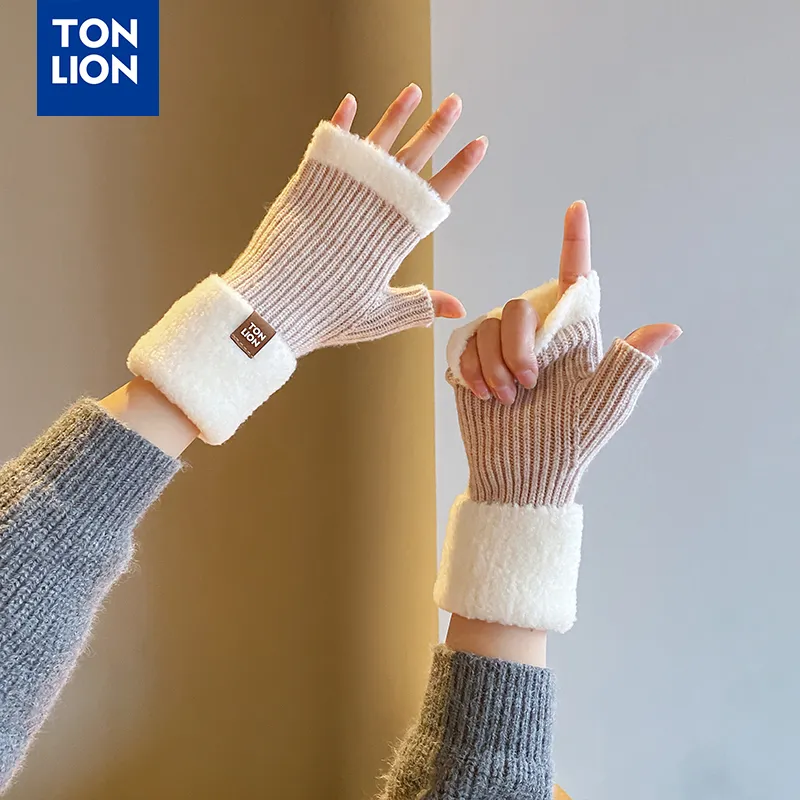 Tonlion Sheep Wool Knit Gloves Women's-8