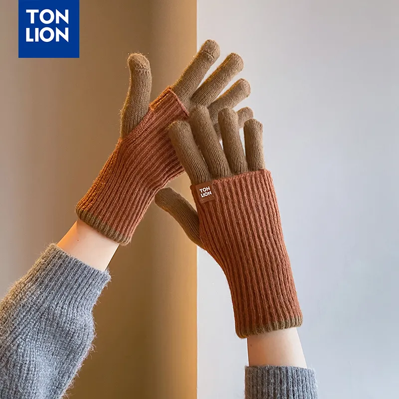 Tonlion Acrylic Knit Gloves Women's-3