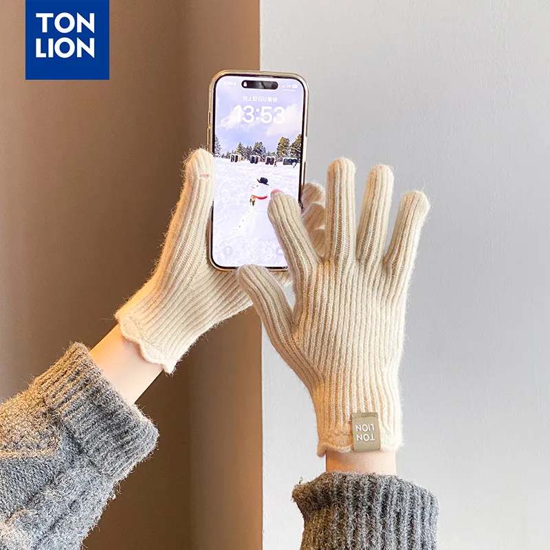 Tonlion Acrylic Knit Gloves Women's-4