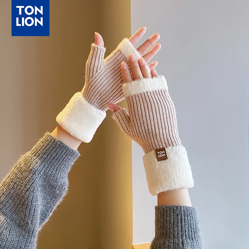 Tonlion Sheep Wool Knit Gloves Women's-9