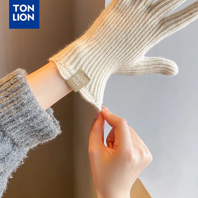 Tonlion Acrylic Knit Gloves Women's-5