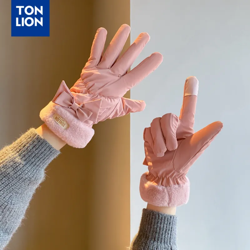 Tonlion Polyester Knit Gloves Women's-2