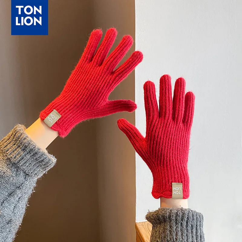 Tonlion Acrylic Knit Gloves Women's-18