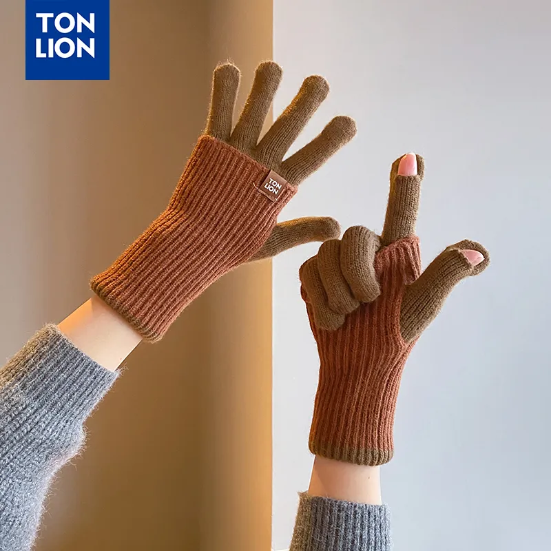Tonlion Acrylic Knit Gloves Women's-4