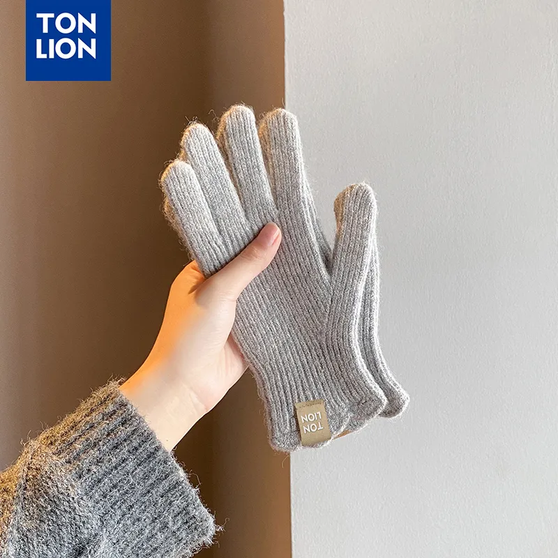Tonlion Acrylic Knit Gloves Women's-15