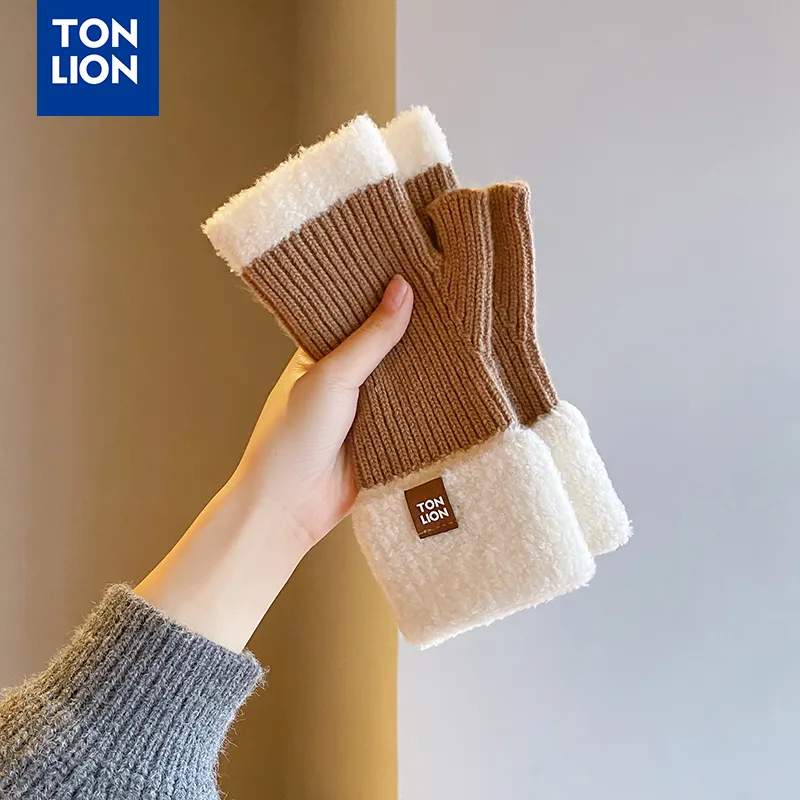 Tonlion Sheep Wool Knit Gloves Women's-13