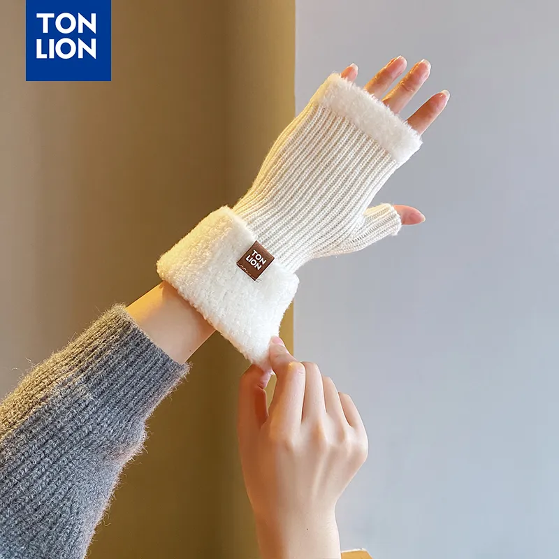 Tonlion Sheep Wool Knit Gloves Women's-5