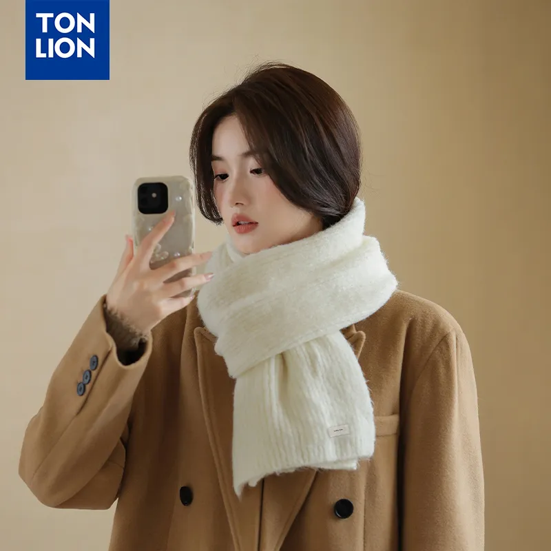 Tonlion Polyester Knit Scarves Women's-2