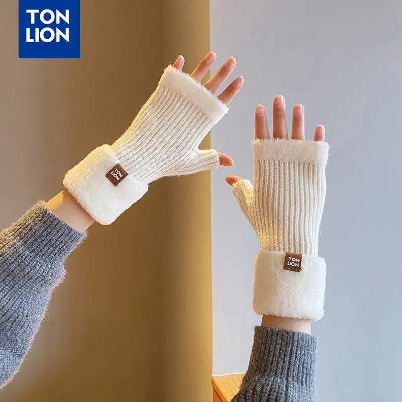 Tonlion Sheep Wool Knit Gloves Women's-2