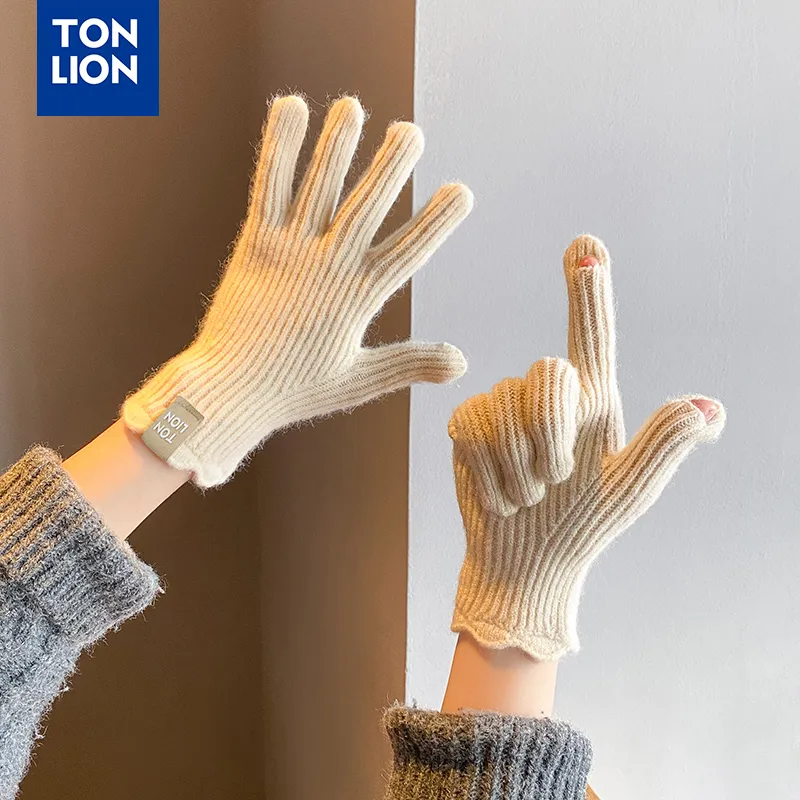 Tonlion Acrylic Knit Gloves Women's-3