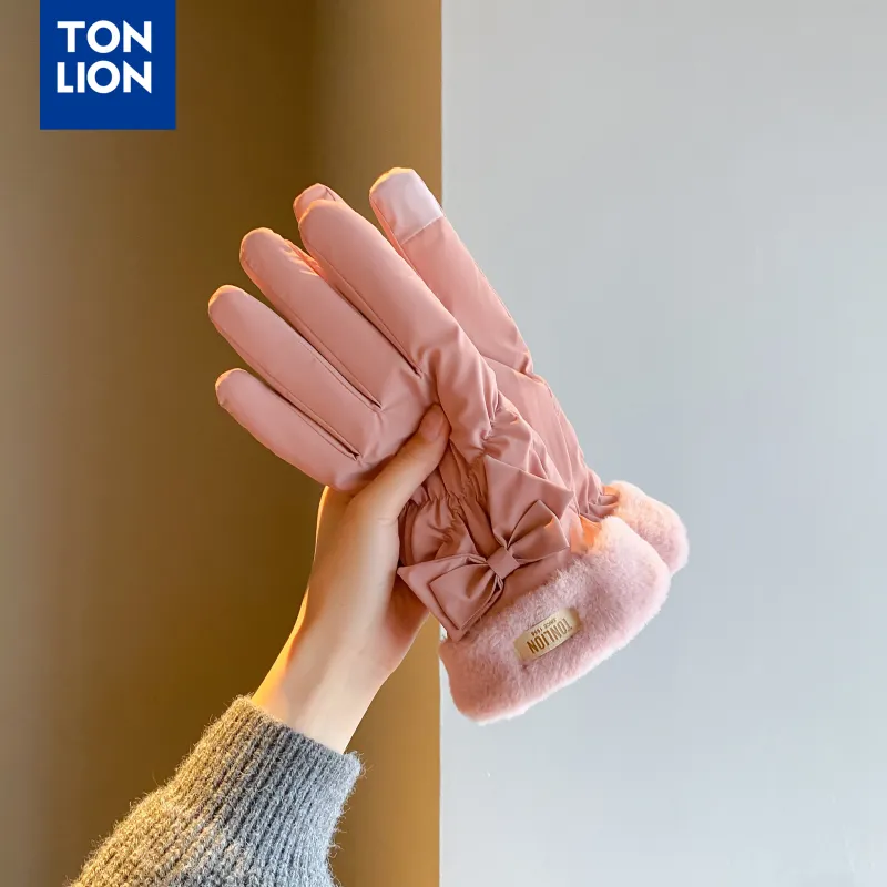 Tonlion Polyester Knit Gloves Women's-3