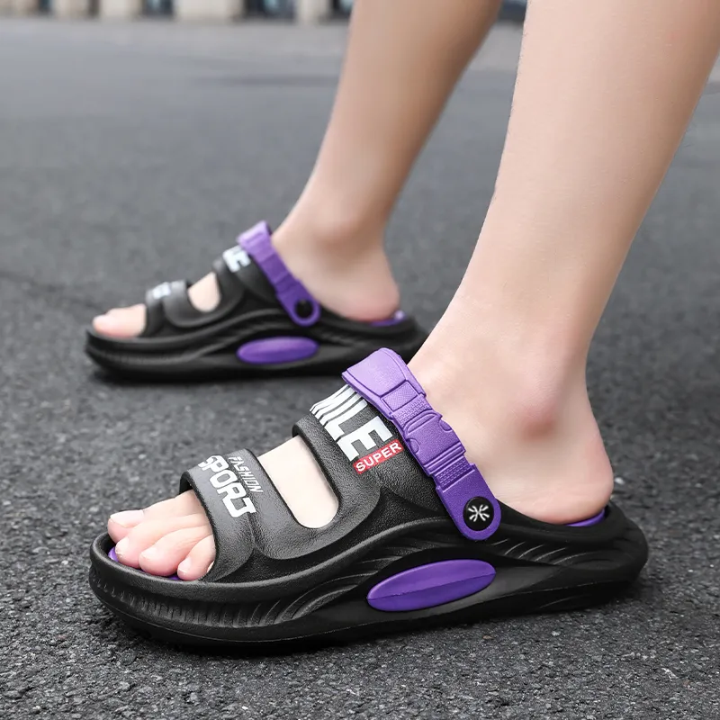 YUZHAOLIN Beach Sandals Men Black Purple-19