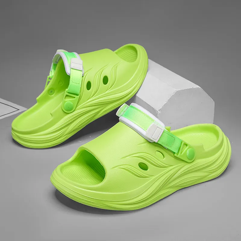 YUZHAOLIN Beach Sandals Unisex Black/Neon Green/Khaki-9