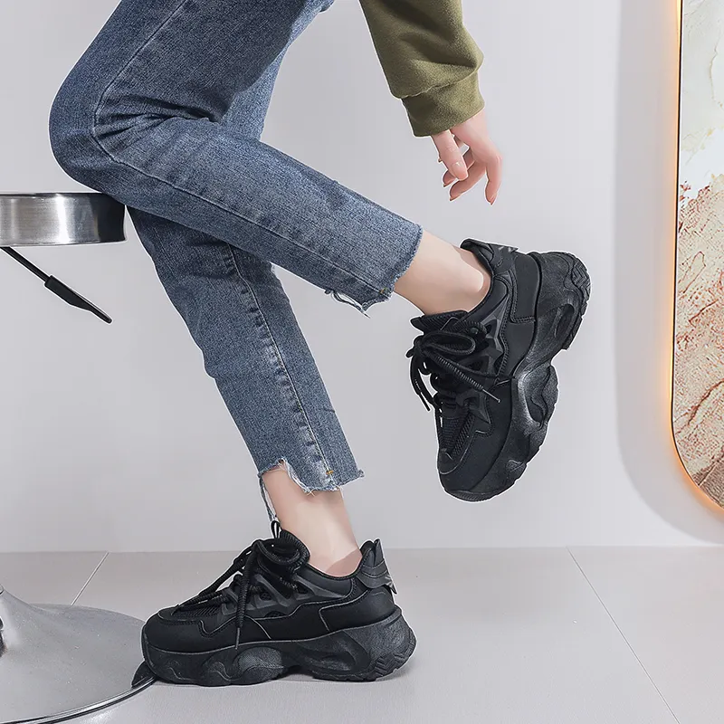 YUZHAOLIN Anti Slip And Wear Resistant Height Increasing Low Top Chunky Sneakers Women's-10