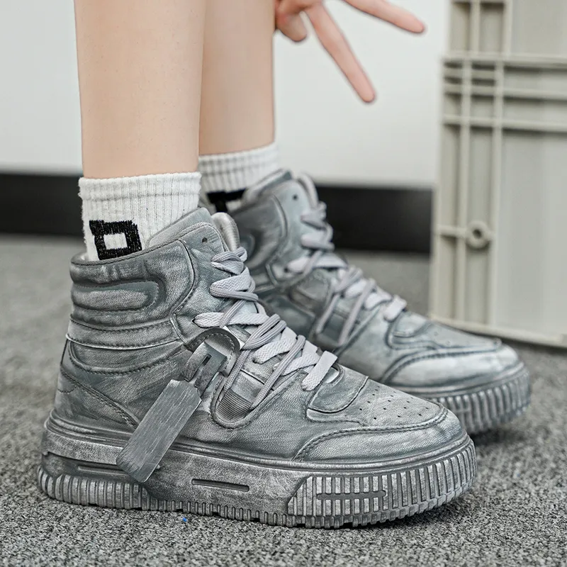 YUZHAOLIN Height Increasing Wear-Resistant Slip-Resistant High-Top Skateboard Shoes Unisex-16