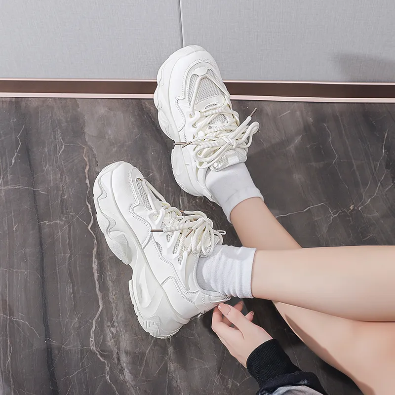 YUZHAOLIN Anti Slip And Wear Resistant Height Increasing Low Top Chunky Sneakers Women's-3