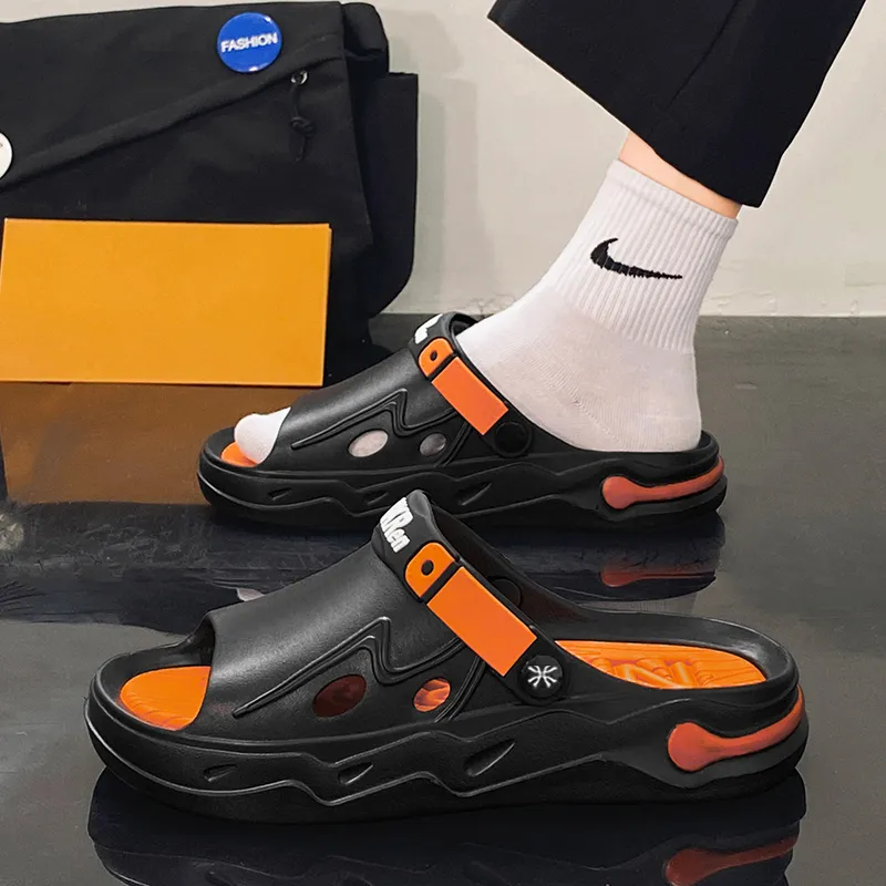 YUZHAOLIN Beach Sandals Men Black Orange Khaki Brown-8