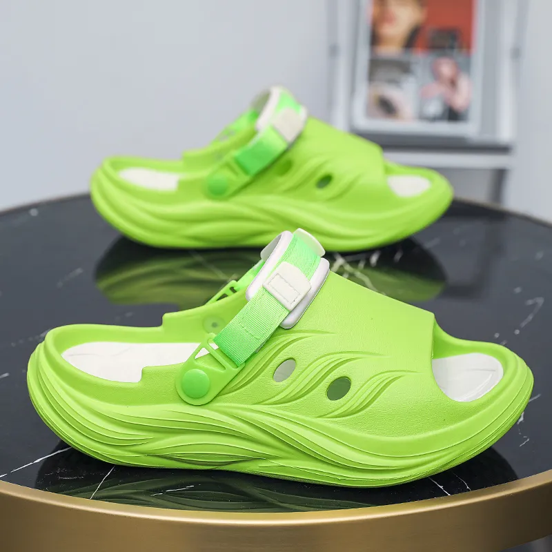 YUZHAOLIN Beach Sandals Unisex Black/Khaki/Neon Green-4