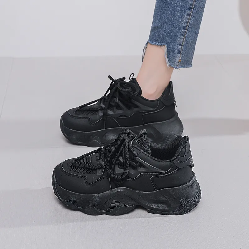 YUZHAOLIN Anti Slip And Wear Resistant Height Increasing Low Top Chunky Sneakers Women's-9