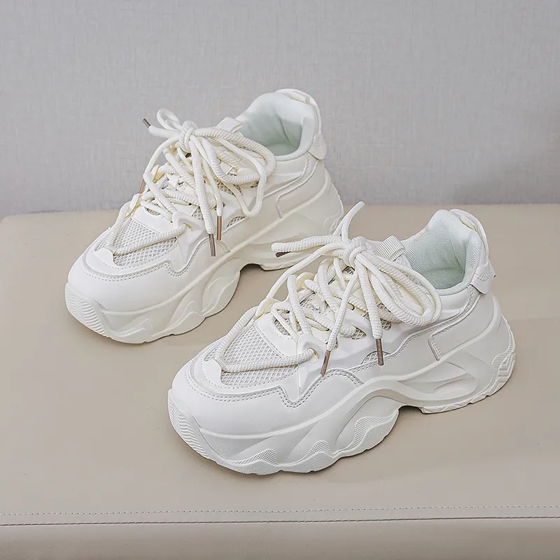 YUZHAOLIN Anti Slip And Wear Resistant Height Increasing Low Top Chunky Sneakers Women's-4