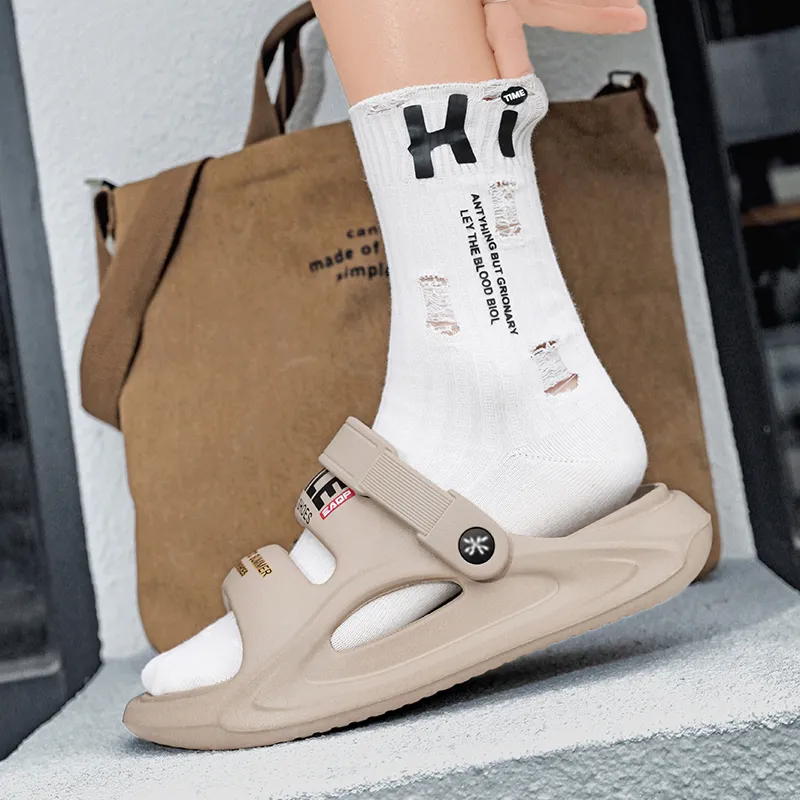 YUZHAOLIN Beach Sandals Unisex White/Black/Khaki-13