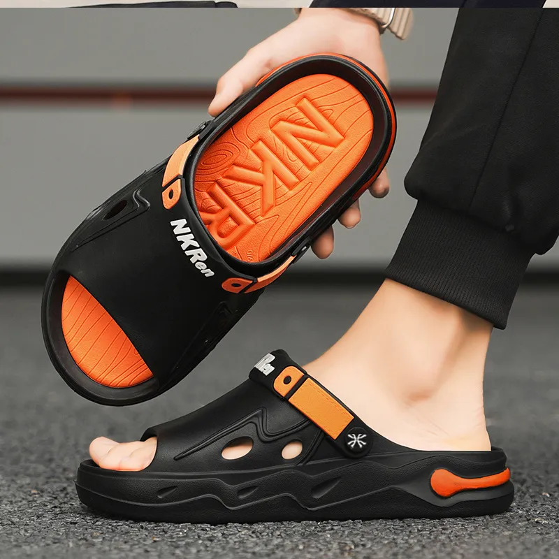 YUZHAOLIN Beach Sandals Men Black Orange Khaki Brown-9