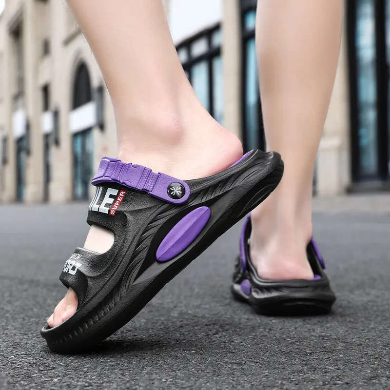 YUZHAOLIN Beach Sandals Men Black Purple-18